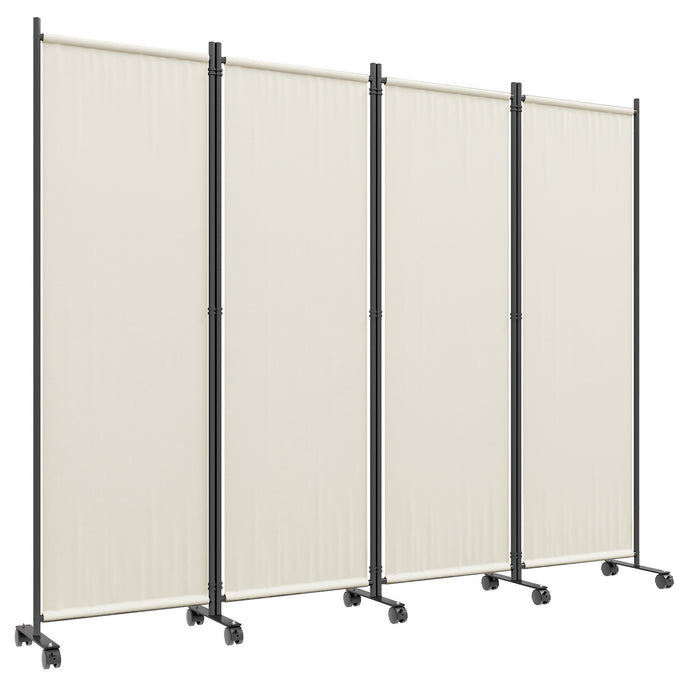 Outsunny Separateur De Piece, Ecran De Confidentialite Roulant 5.6pi, Creme