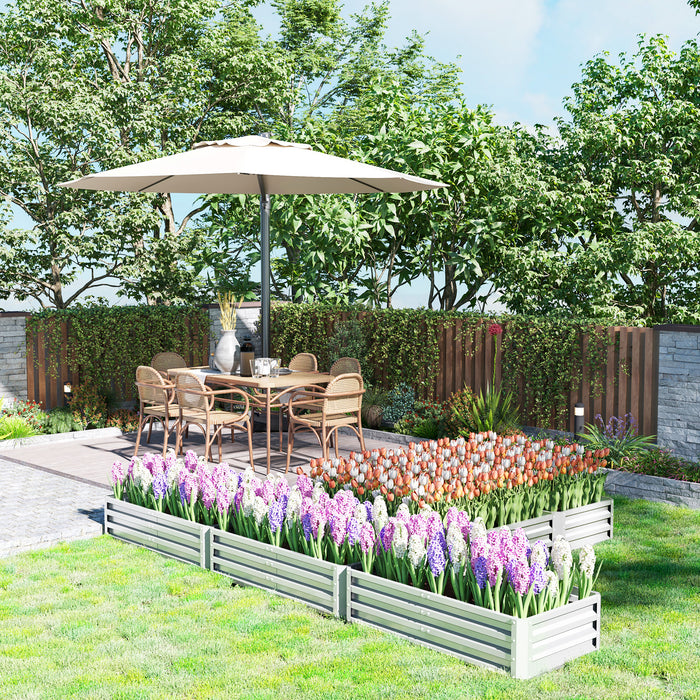 Outsunny Lit De Jardin Sureleve, Lot De 5 Jardinieres En Acier, Argente