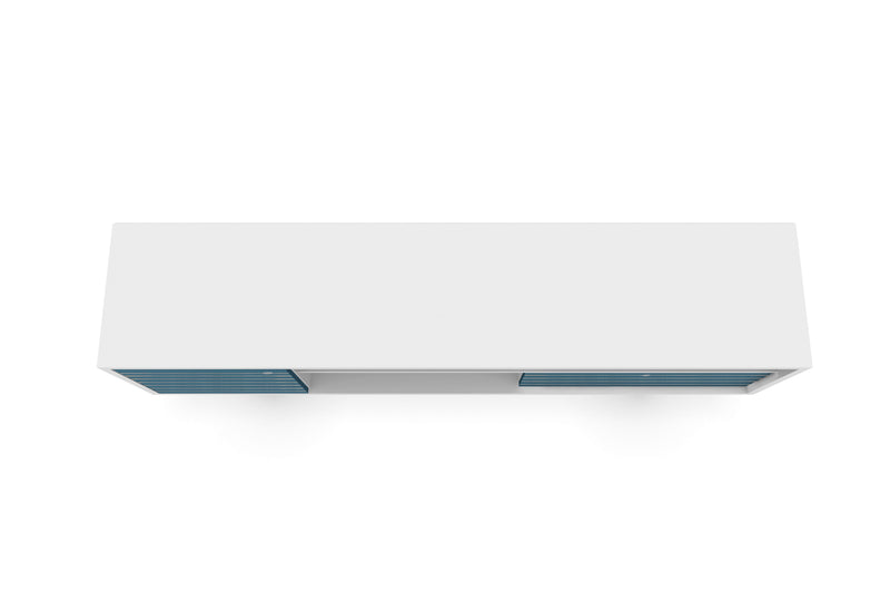 Meuble pour téléviseur Liberty de Manhattan Comfort de 70,86 po de style moderne du milieu du 20e siècle avec 4 espaces tablette et 1 tiroir - blanc et bleu turquoise