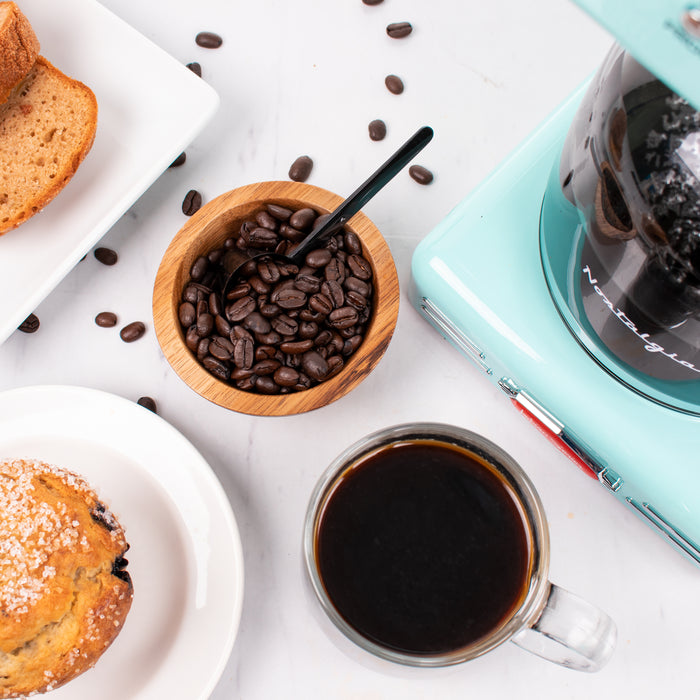 Cafetière programmable rétro de Nostalgia de 12 tasses, turquoise - RCOF12AQ