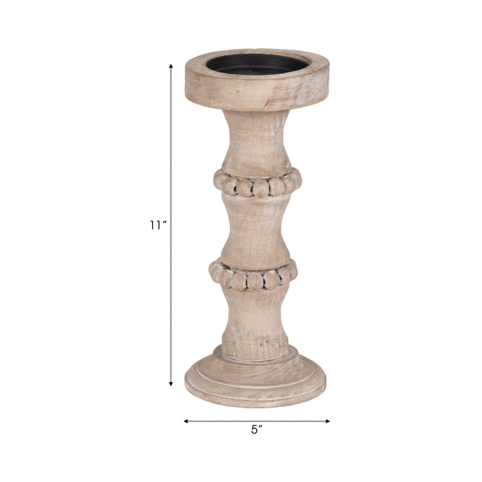 Bougeoir antique de 11 po en bois