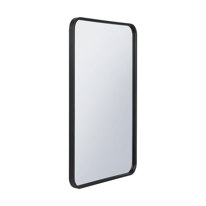 Miroir rectangulaire Arcus 24 po x 36 po avec coin arrondi et fabriqué à la main - noir