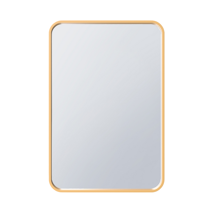 Miroir rectangulaire Arcus 24 po x 36 po fabriqué à la main avec coin arrondi - doré