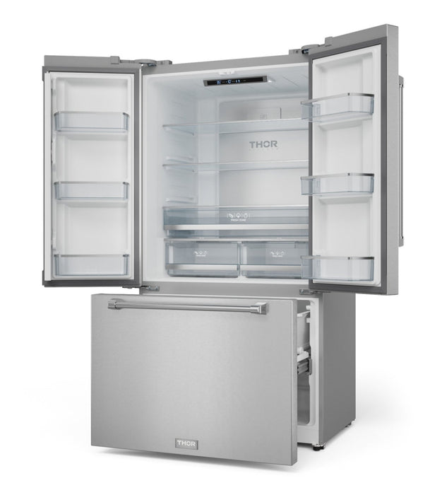 Réfrigérateur collection Gordon Ramsay de Thor Kitchen de 36 po et de 20,3 pi3 de profondeur comptoir à portes françaises - RF3621CTD99