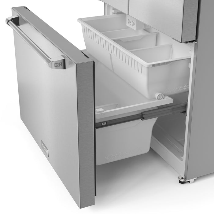 Réfrigérateur collection Gordon Ramsay de Thor Kitchen de 36 po et de 20,3 pi3 de profondeur comptoir à portes françaises - RF3621CTD99