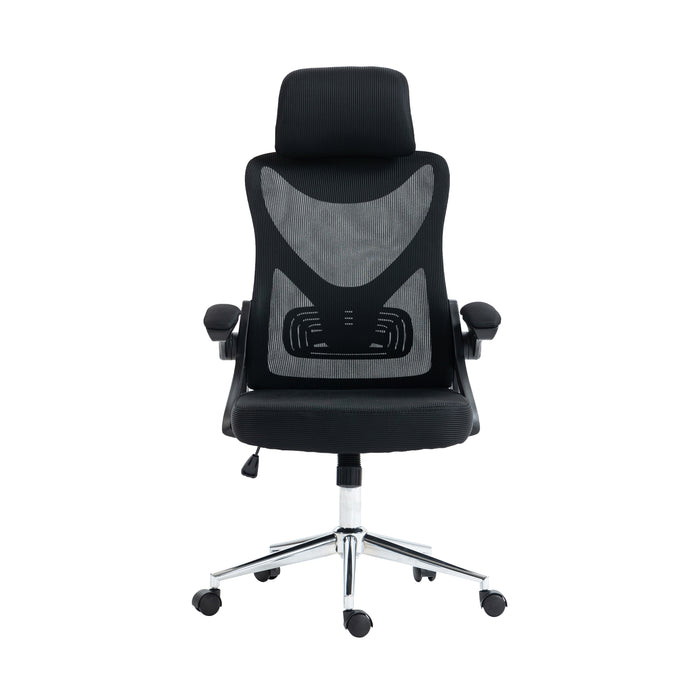 Chaise de bureau ergonomique Essential de Techni Mobili avec appuie-tête et soutien lombaire - noire