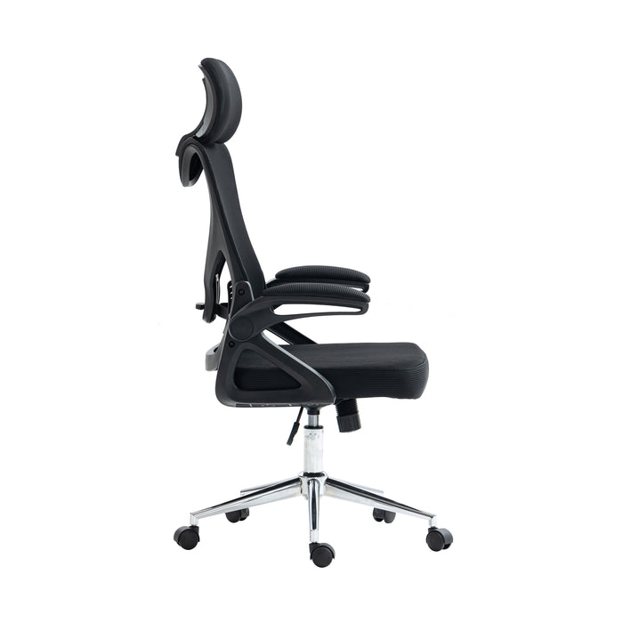 Chaise de bureau ergonomique Essential de Techni Mobili avec appuie-tête et soutien lombaire - noire