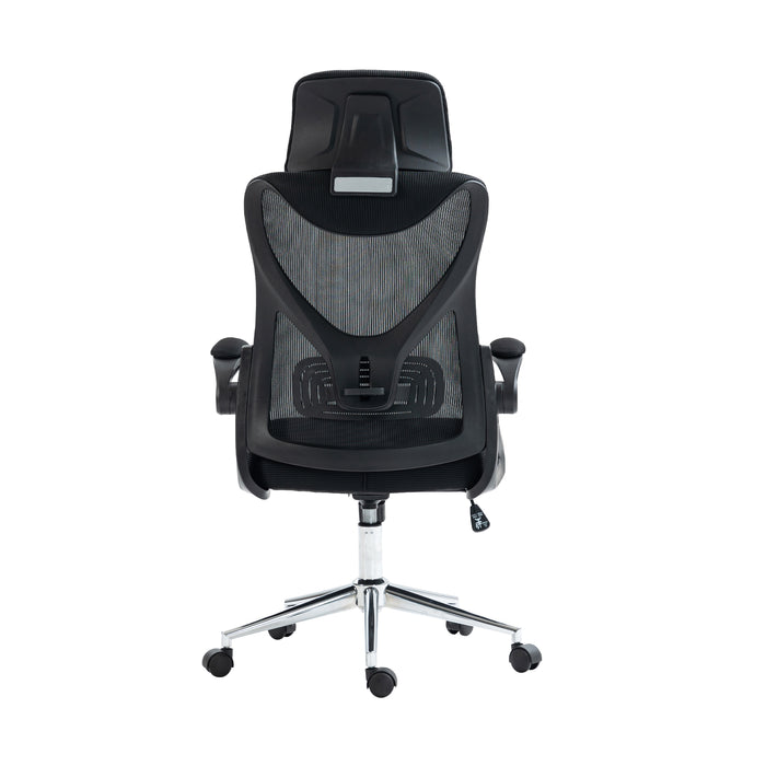 Chaise de bureau ergonomique Essential de Techni Mobili avec appuie-tête et soutien lombaire - noire