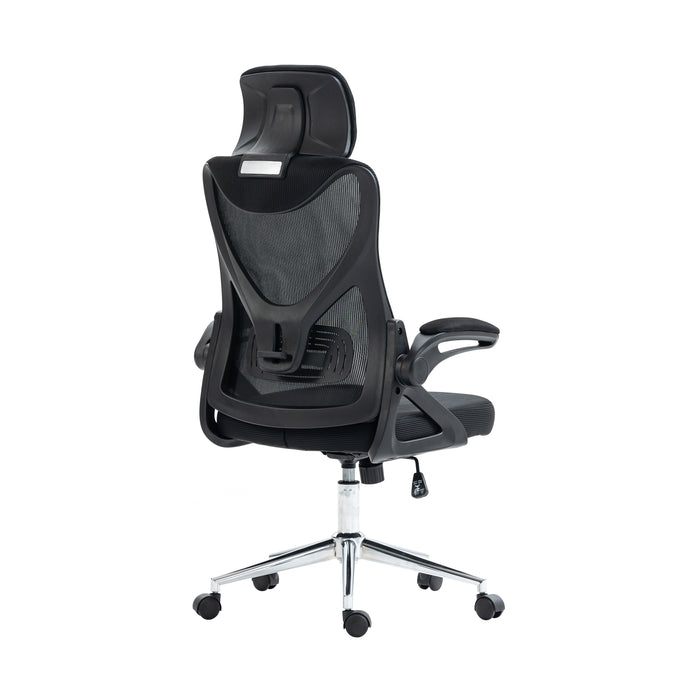 Chaise de bureau ergonomique Essential de Techni Mobili avec appuie-tête et soutien lombaire - noire