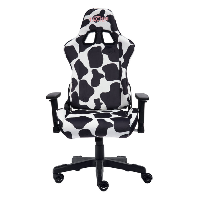 Fauteuil de jeu et de bureau TS85 de série Luxx de Techni à imprimé de vache - noir