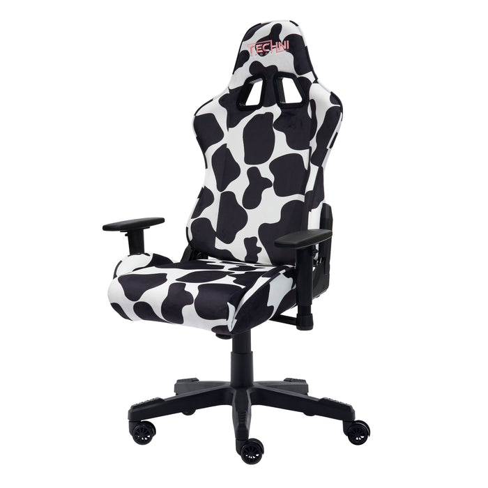 Fauteuil de jeu et de bureau TS85 de série Luxx de Techni à imprimé de vache - noir