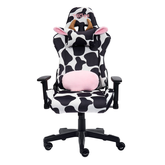 Fauteuil de jeu et de bureau TS85 de série Luxx de Techni à imprimé de vache - noir
