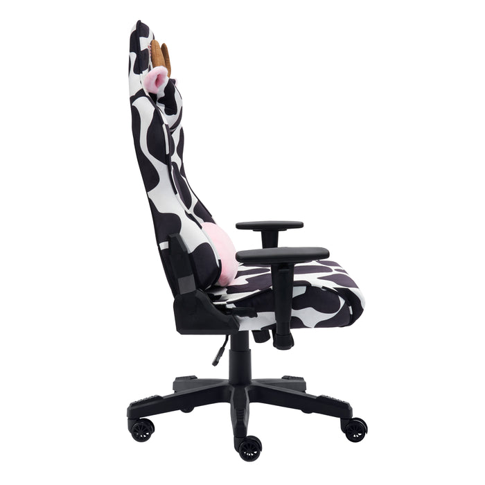 Fauteuil de jeu et de bureau TS85 de série Luxx de Techni à imprimé de vache - noir