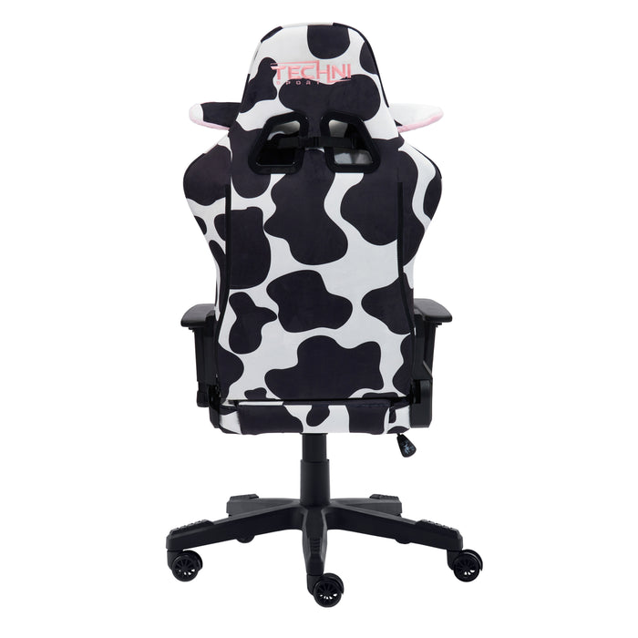 Fauteuil de jeu et de bureau TS85 de série Luxx de Techni à imprimé de vache - noir