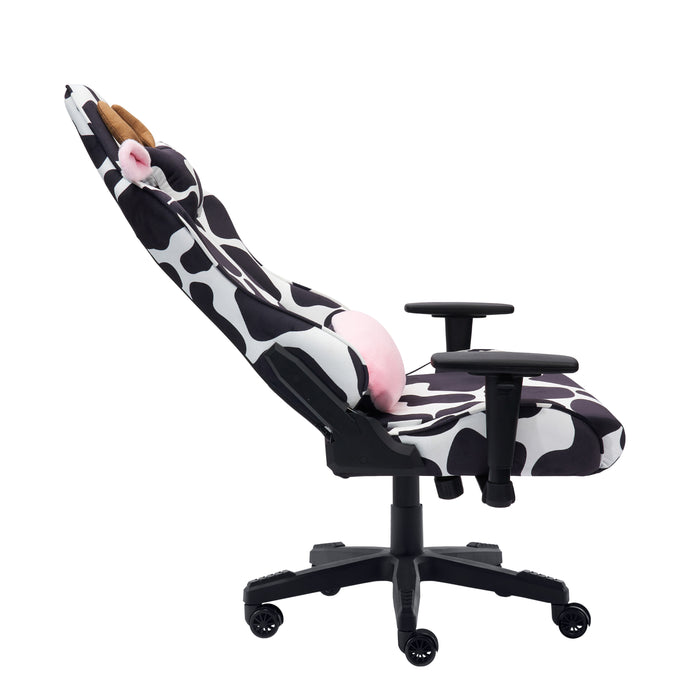 Fauteuil de jeu et de bureau TS85 de série Luxx de Techni à imprimé de vache - noir