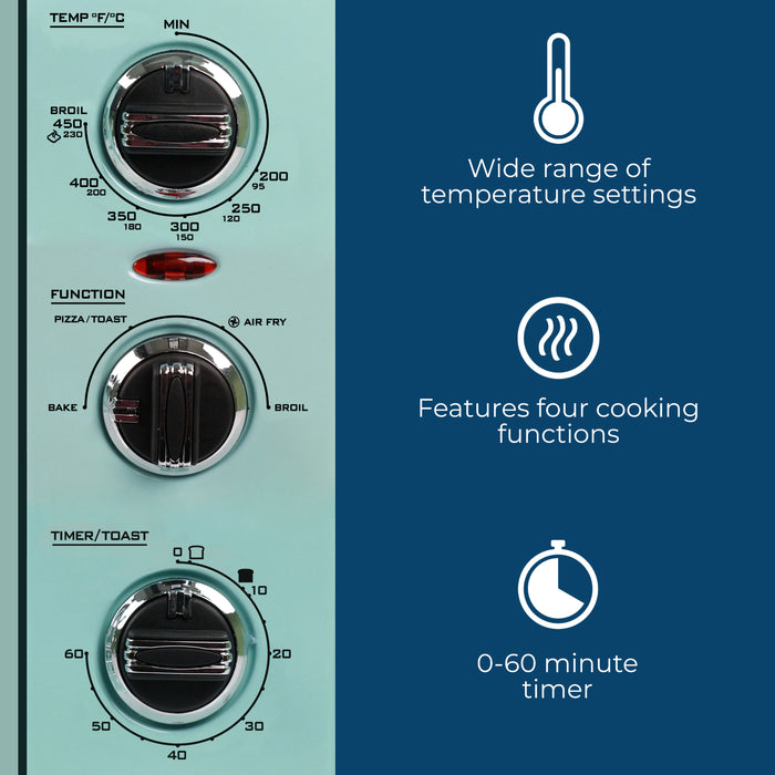 Four grille-pain rétro à convection et à 12 tranches de Nostalgia, turquoise - RTOV2AQ