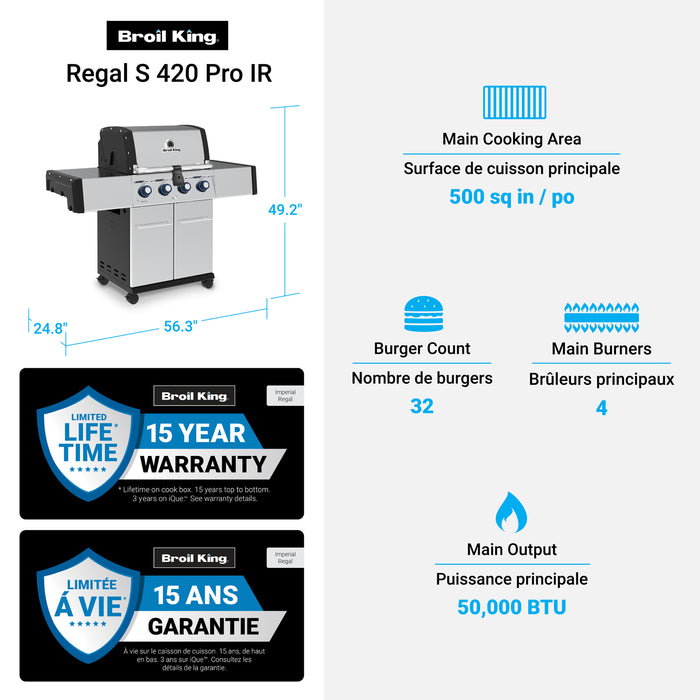Broil King Regal S 420 Pro 4-bruleurs 50 000 BTU Barbecue a gaz propane - 956314