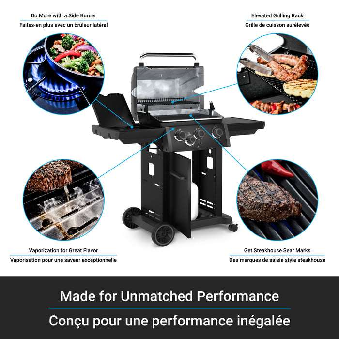 Broil King Royal 340 Shadow 3-bruleurs 30 000 BTU Barbecue a gaz naturel - 824167