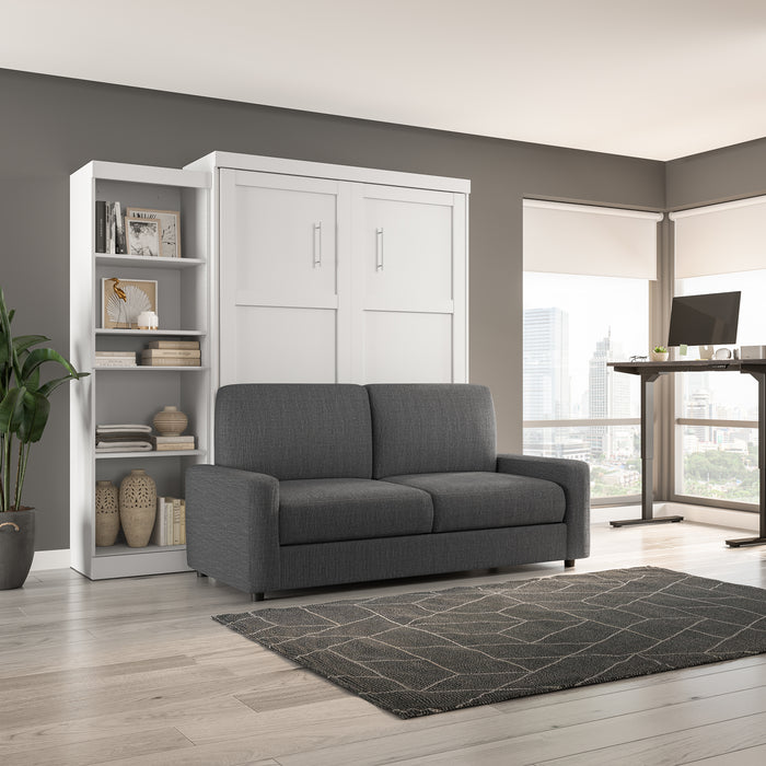 Grand lit escamotable Pur de Bestar avec 5 tablettes et sofa - blanc