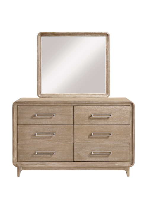 Commode de chambre à coucher Sasha de 62 po (L) x 38 po (H) à 6 tiroirs - brun chêne naturel