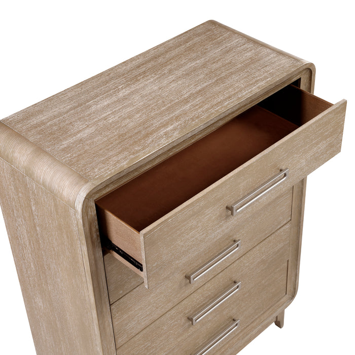 Commode verticale de chambre à coucher Sasha de 40 po (L) x 52 po (H) à 5 tiroirs - brun chêne naturel