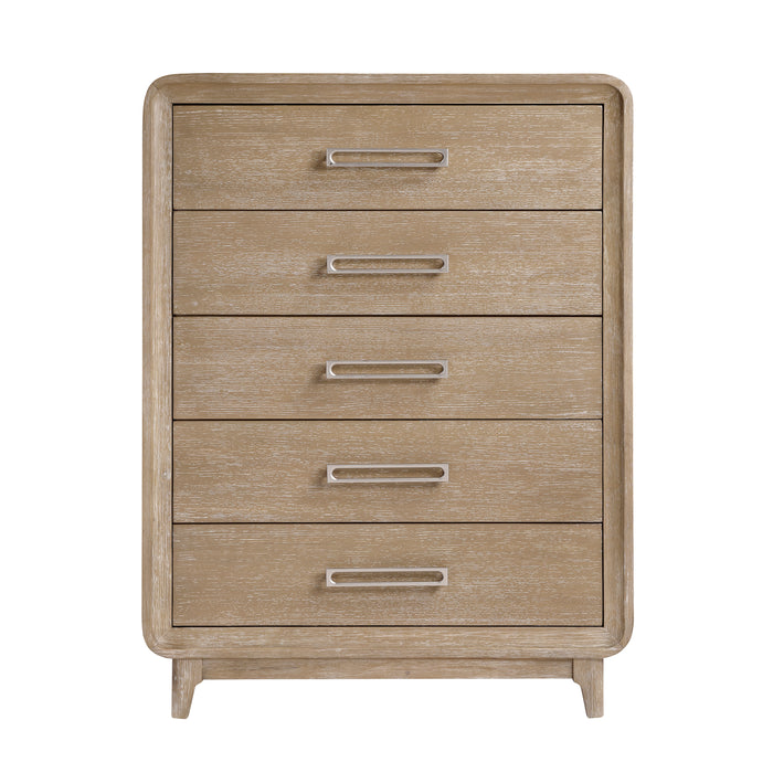 Commode verticale de chambre à coucher Sasha de 40 po (L) x 52 po (H) à 5 tiroirs - brun chêne naturel