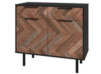 Desserte Liam de Manhattan Comfort de style moderne du milieu du 20e siècle avec 4 tablettes - noire et brune