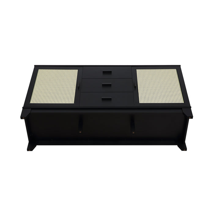 Desserte moderne Sheridan de Manhattan Comfort de 59,05 po avec roseau et tablettes réglables - noire