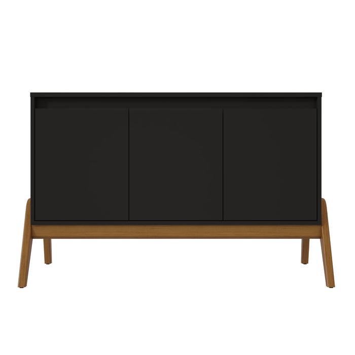 Desserte moderne du milieu du 20e siècle Gales de Manhattan Comfort de 48,50 po avec pattes en bois massif - noir mat