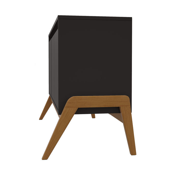 Desserte moderne du milieu du 20e siècle Gales de Manhattan Comfort de 48,50 po avec pattes en bois massif - noir mat