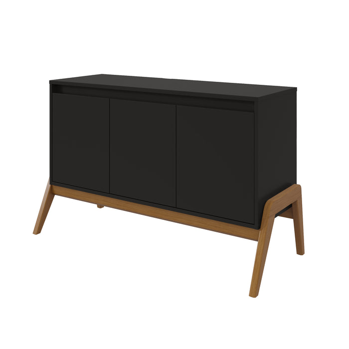 Desserte moderne du milieu du 20e siècle Gales de Manhattan Comfort de 48,50 po avec pattes en bois massif - noir mat