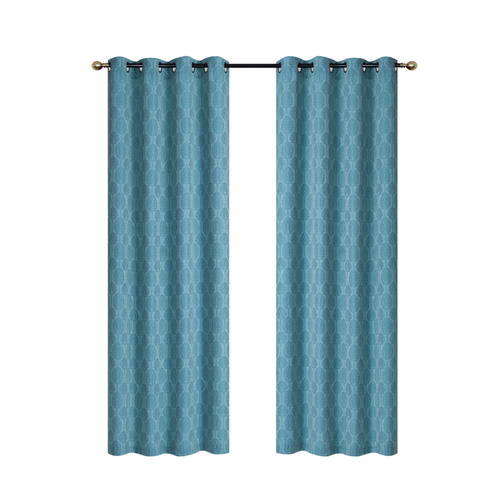 Rideau de 84 po bleu en jacquard à motif d’arbres - ensemble de 2