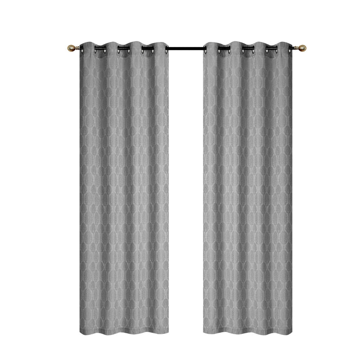 Rideau de 84 po gris en jacquard à motif d’arbres - ensemble de 2