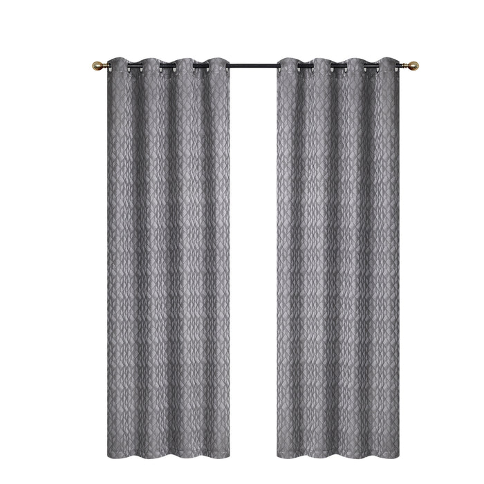 Rideau de 96 po gris en jacquard à motif cubique - ensemble de 2