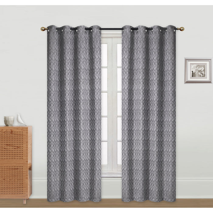 Rideau de 84 po gris en jacquard à motif cubique - ensemble de 2