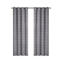 Rideau de 84 po gris en jacquard à motif cubique - ensemble de 2