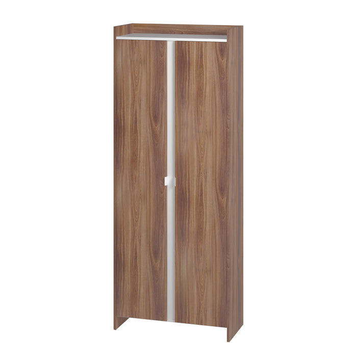 Armoire de rangement Ratzer de Manhattan Comfort de style moderne du milieu du 20e siècle avec 11 tablettes - brune et blanche