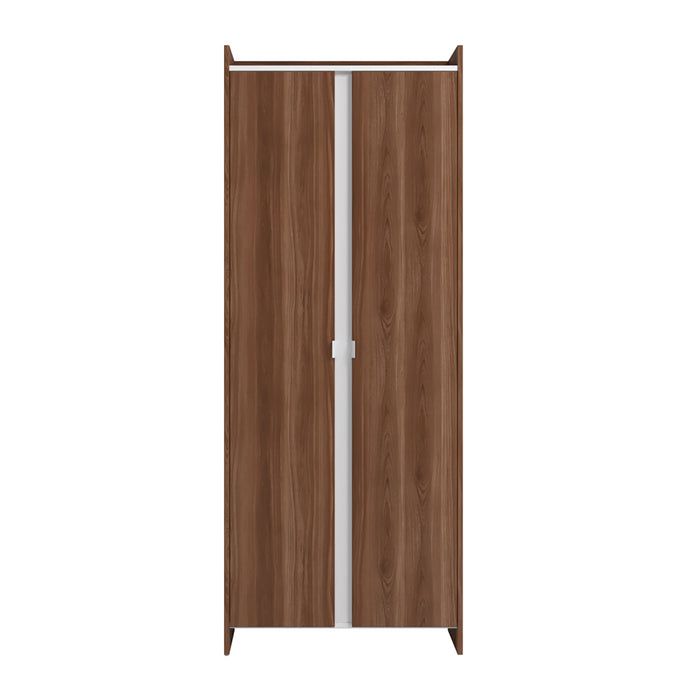 Armoire de rangement Ratzer de Manhattan Comfort de style moderne du milieu du 20e siècle avec 11 tablettes - brune et blanche
