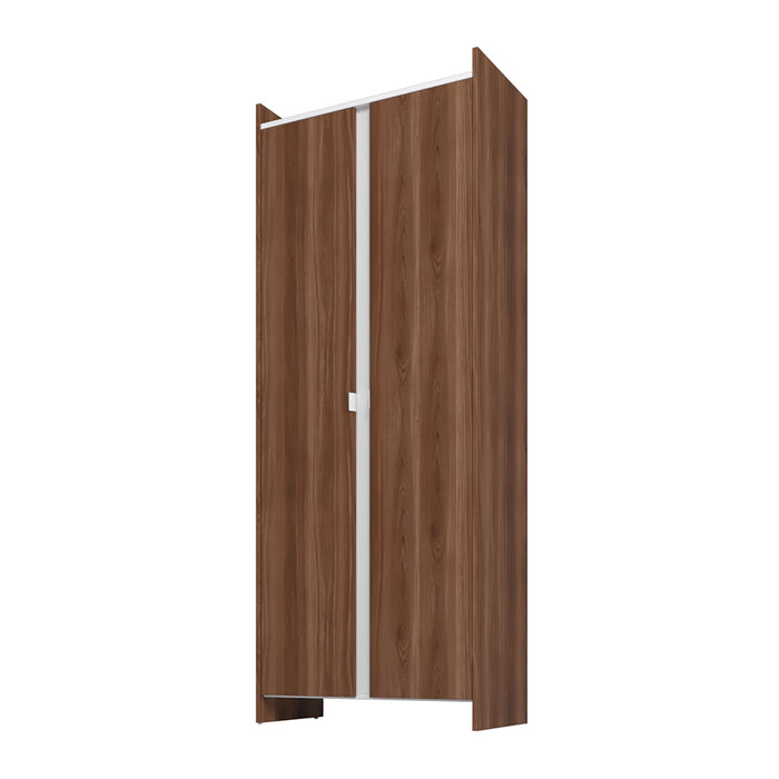 Armoire de rangement Ratzer de Manhattan Comfort de style moderne du milieu du 20e siècle avec 11 tablettes - brune et blanche