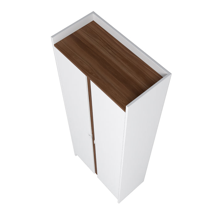 Armoire de rangement Ratzer de Manhattan Comfort de style moderne du milieu du 20e siècle avec 11 tablettes - blanche et brune