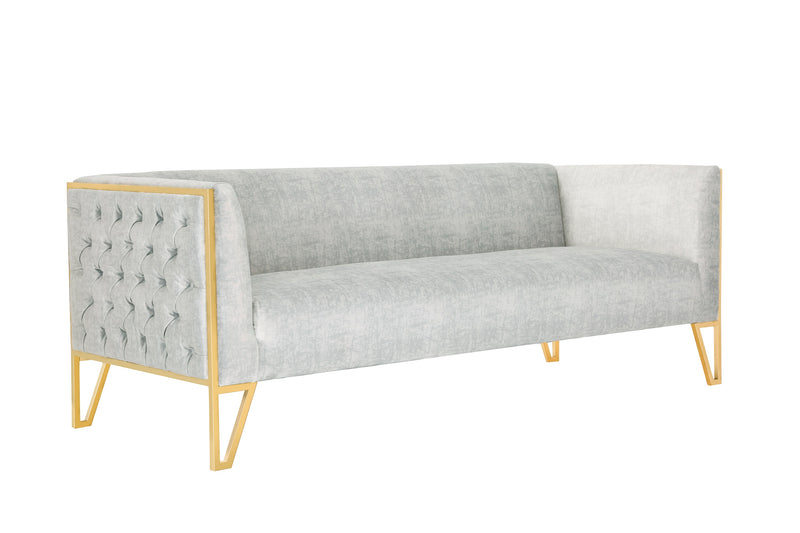 Sofa Vector de Manhattan Comfort de 81,5 po en velours - gris et doré