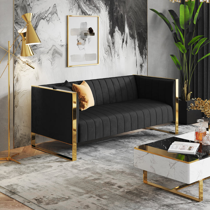 Sofa Trillium de Manhattan Comfort de 83,07 po - noir et doré