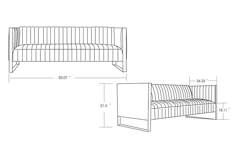 Sofa Trillium de Manhattan Comfort de 83,07 po à 3 sièges - bleu turquoise et doré