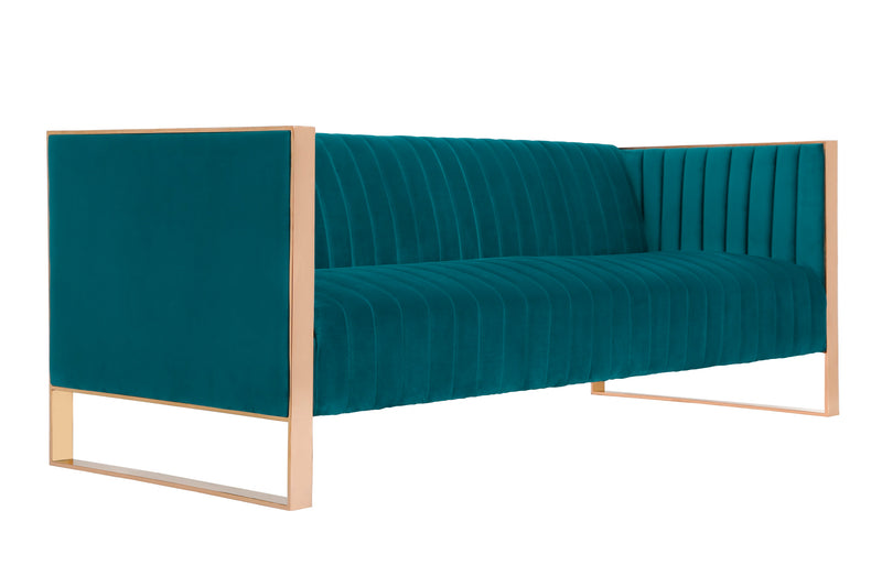 Sofa Trillium de Manhattan Comfort de 83,07 po à 3 sièges - bleu turquoise et doré