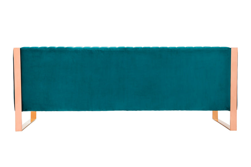 Sofa Trillium de Manhattan Comfort de 83,07 po à 3 sièges - bleu turquoise et doré