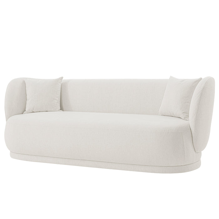 Sofa contemporain Siri de Manhattan Comfort de 92,52 po en lin tissé avec coussins - crème