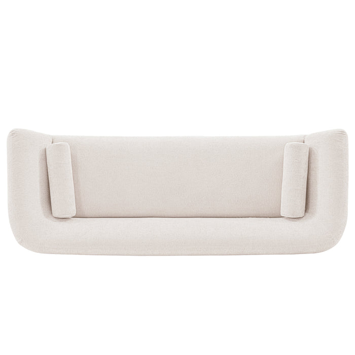 Sofa contemporain Ulka de Manhattan Comfort en chenille avec coussins - crème