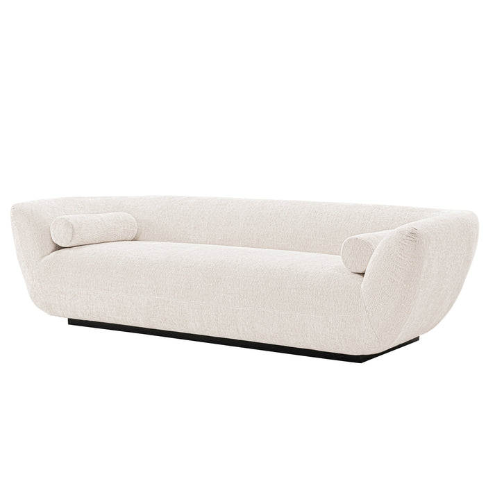 Sofa contemporain Ulka de Manhattan Comfort en chenille avec coussins - crème