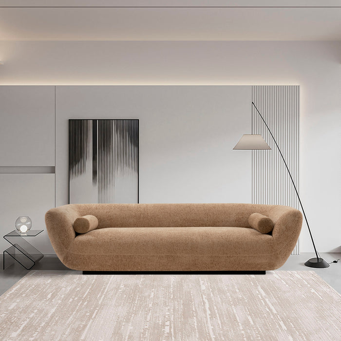 Sofa contemporain Ulka de Manhattan Comfort en chenille avec coussins - brun clair