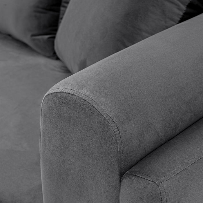 Sofa contemporain Edmonda de Manhattan Comfort en velours avec coussins - gris foncé